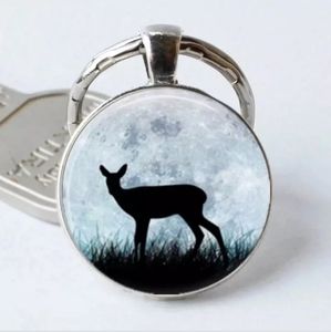 New Silhouette of Bambie in Full Moon Silver Keychain.